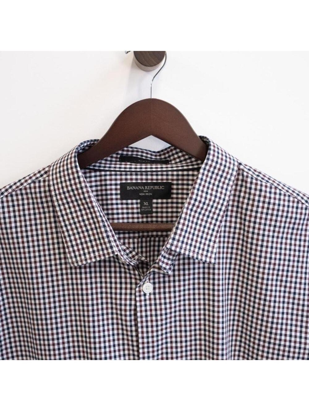 Banana Republic Non-Iron Gingham Check Dress Shirt